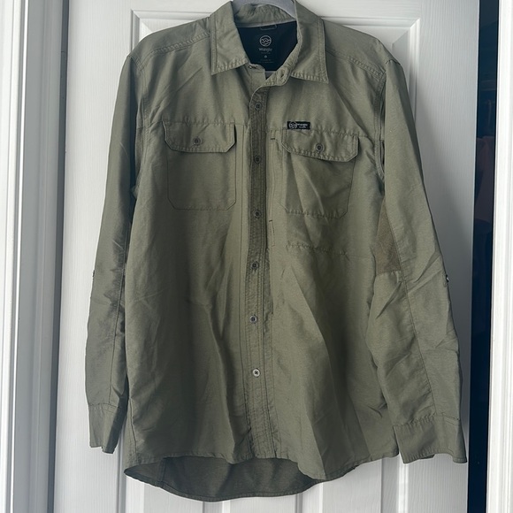 Wrangler men’s mixed media button down fishing shirt regular fit large - Picture 1 of 6